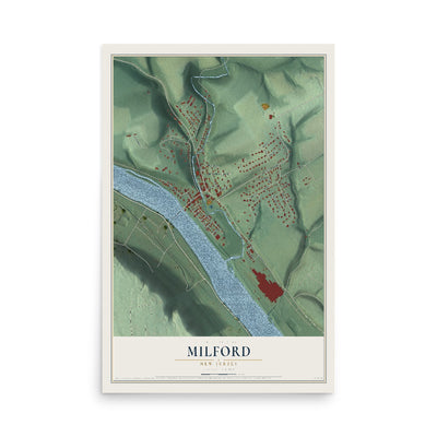 Milford, New Jersey map print, 12" x 18" Archival Matte Print mockup