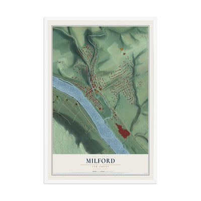 Milford, New Jersey map print, 12" x 18" W/ White Ayous Wood Frame mockup