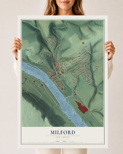Milford, New Jersey map print, 24" x 36" Archival Matte Print mockup