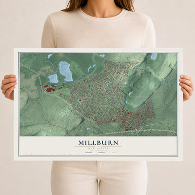Millburn, New Jersey map print, 12" x 18" Archival Matte Print mockup