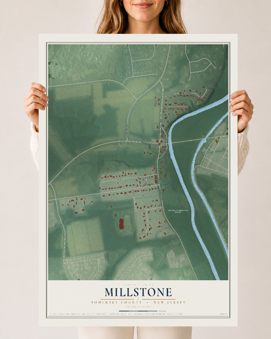 Millstone, New Jersey map print, 24" x 36" Archival Matte Print mockup