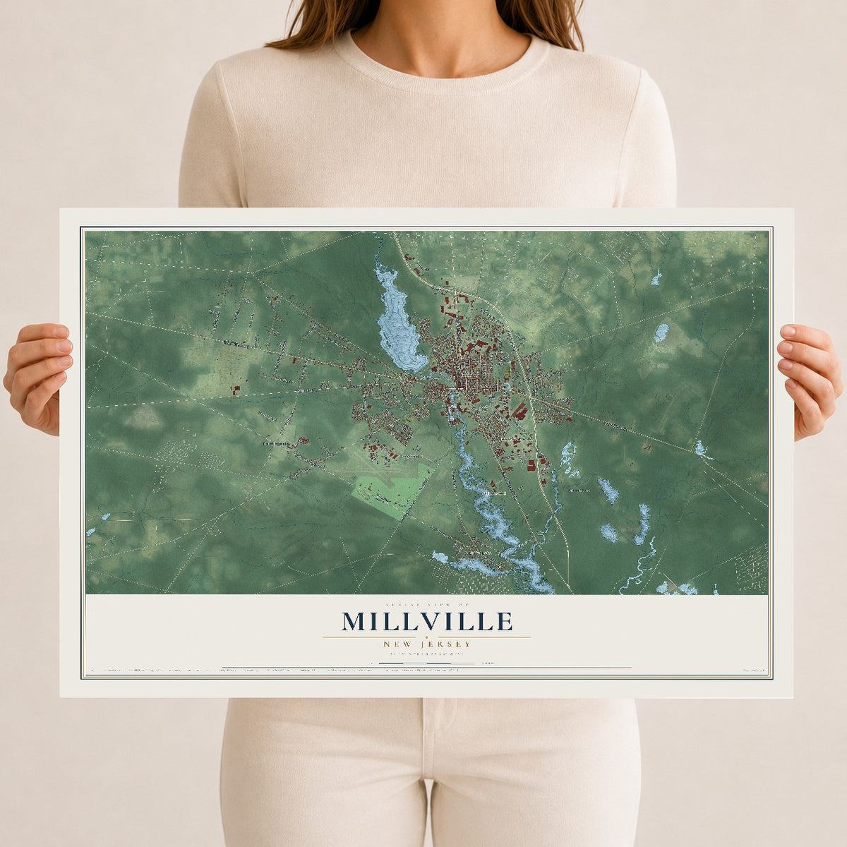 Millville, New Jersey map print, 12" x 18" Archival Matte Print mockup