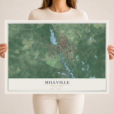 Millville, New Jersey map print, 18" x 24" Archival Matte Print mockup