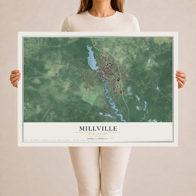 Millville, New Jersey map print, 24" x 36" Archival Matte Print mockup