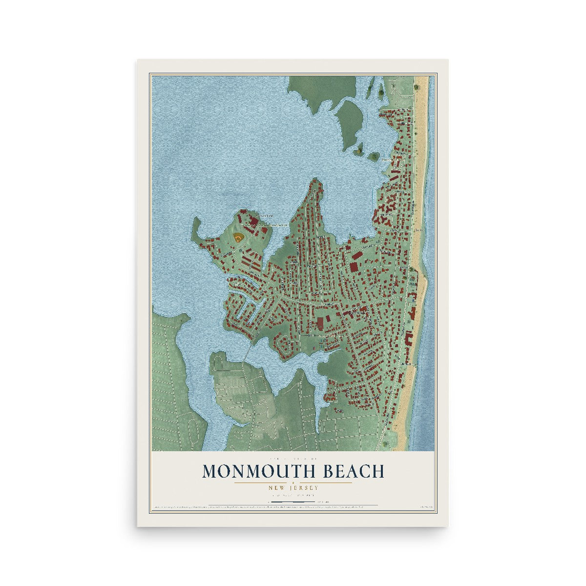 Monmouth Beach, New Jersey map print, 12" x 18" Archival Matte Print mockup