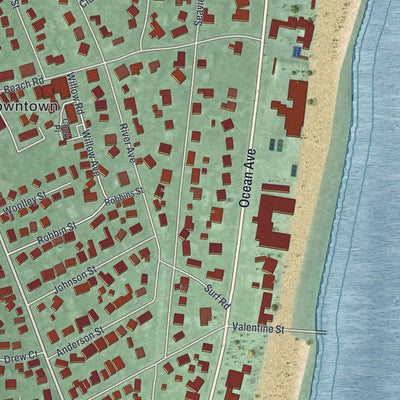 Close-up 2 of the Monmouth Beach, New Jersey map artwork
