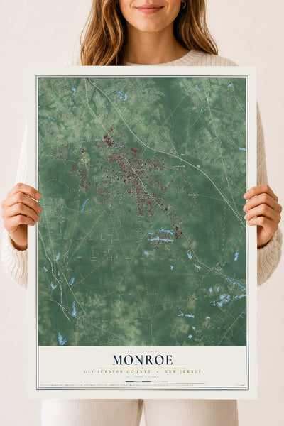Monroe, New Jersey map print, 18" x 24" Archival Matte Print mockup