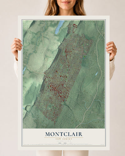 Montclair, New Jersey map print, 24" x 36" Archival Matte Print mockup
