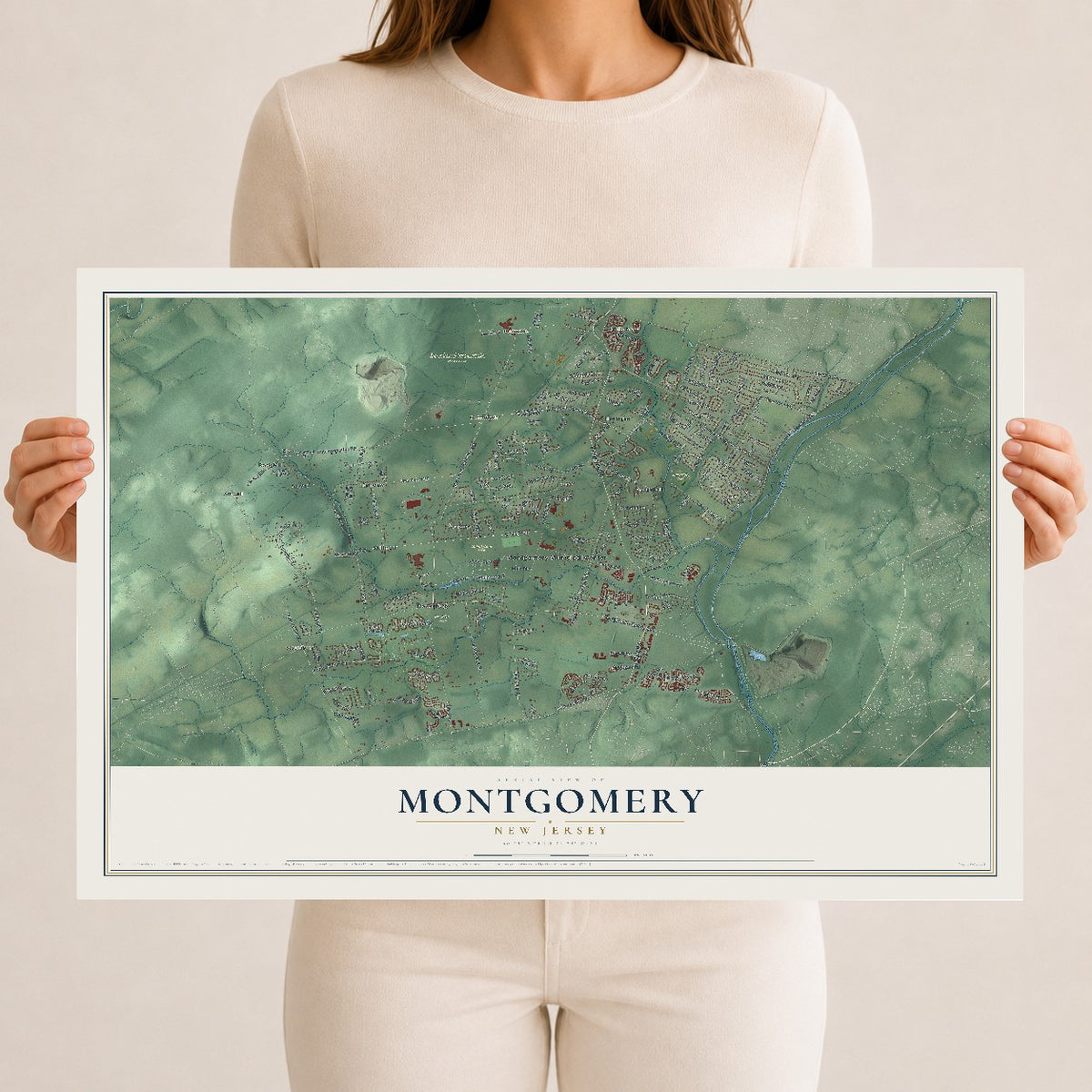 Montgomery, New Jersey map print, 12" x 18" Archival Matte Print mockup