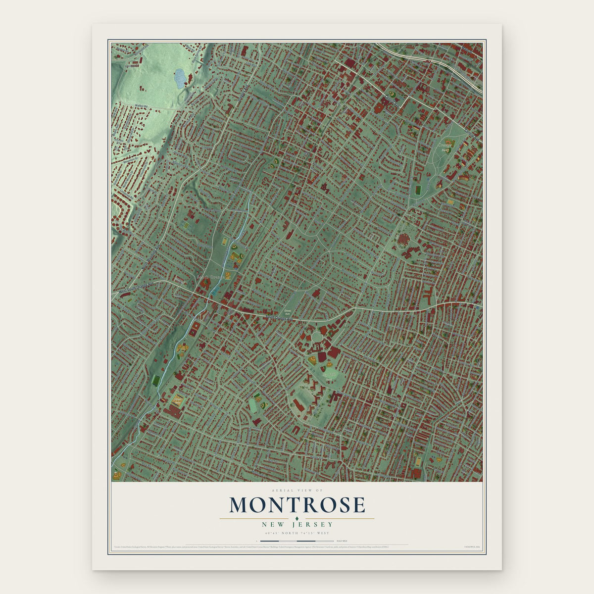 Montrose, New Jersey map print, the full design