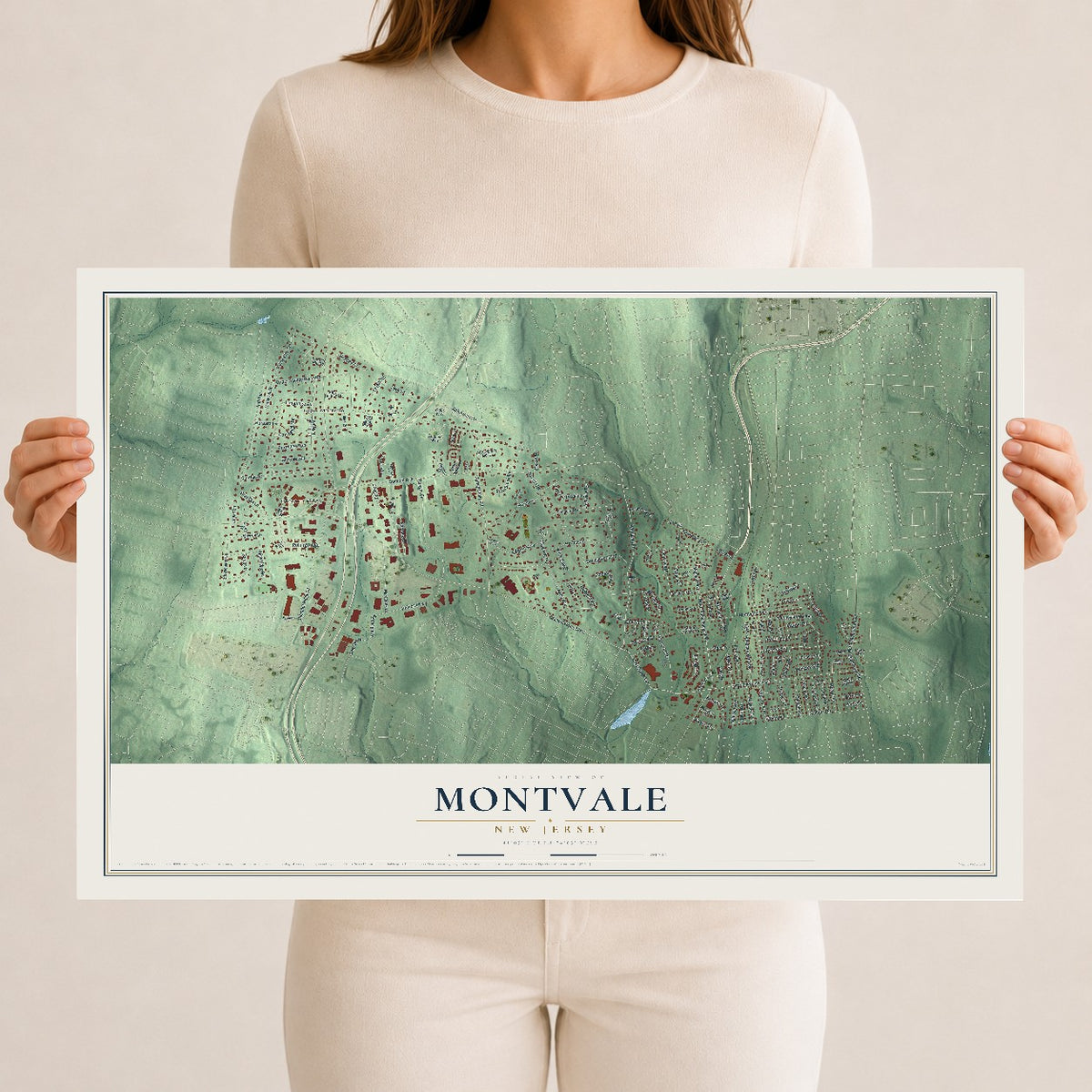 Montvale, New Jersey map print, 12" x 18" Archival Matte Print mockup