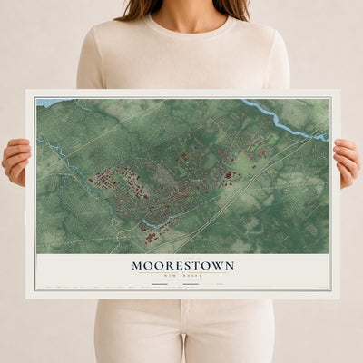 Moorestown, New Jersey map print, 12" x 18" Archival Matte Print mockup