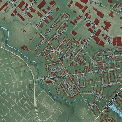 Close-up 2 of the Moorestown, New Jersey map artwork