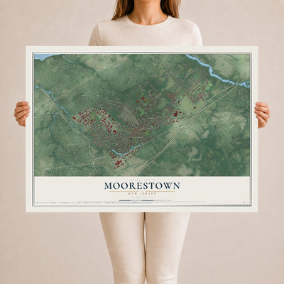 Moorestown, New Jersey map print, 24" x 36" Archival Matte Print mockup