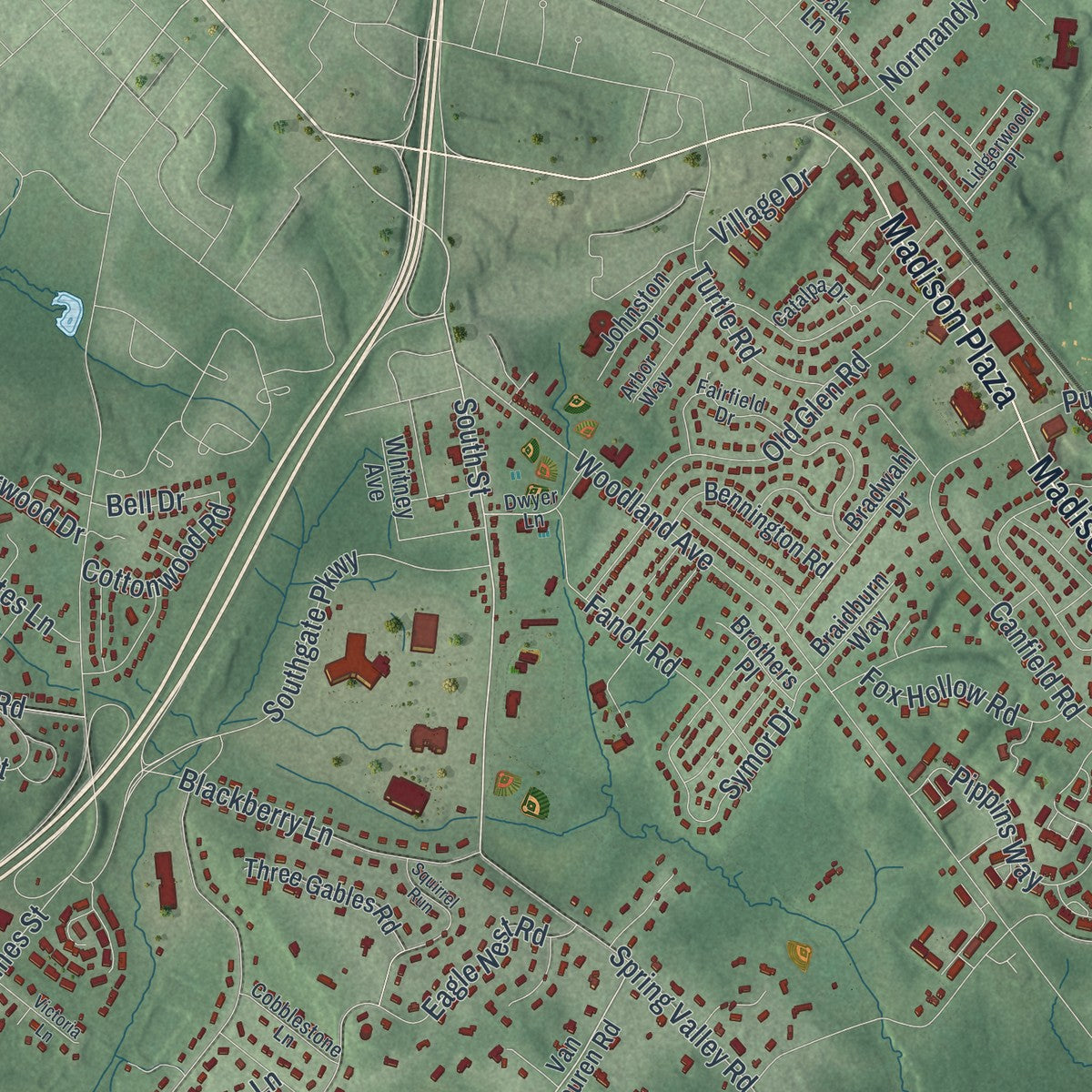 Close-up 1 of the Morris, New Jersey map artwork