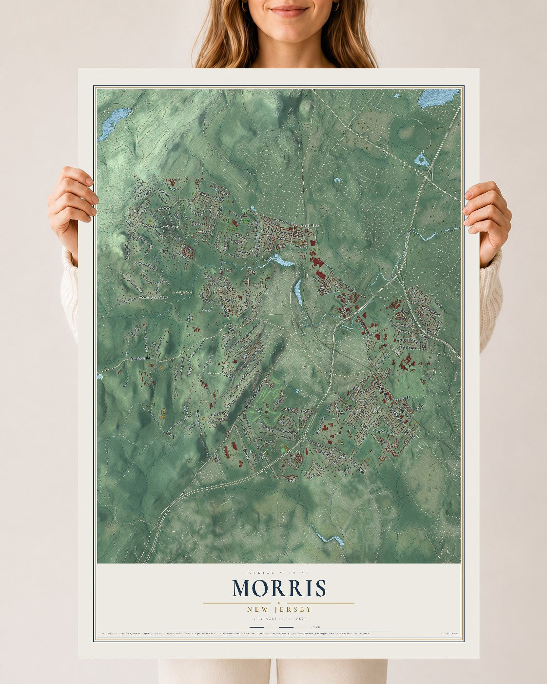 Morris, New Jersey map print, 24" x 36" Archival Matte Print mockup