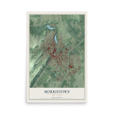 Morristown, New Jersey map print, 12" x 18" Archival Matte Print mockup