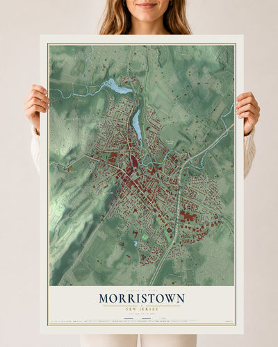 Morristown, New Jersey map print, 24" x 36" Archival Matte Print mockup