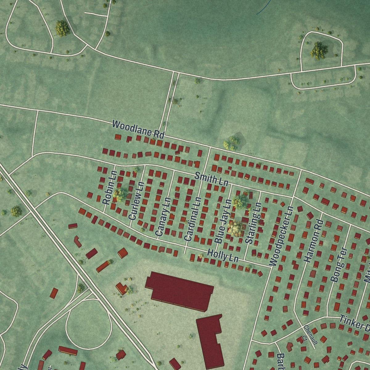 Close-up 2 of the Mount Holly, New Jersey map artwork