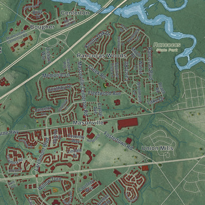 Close-up 2 of the Mount Laurel, New Jersey map artwork