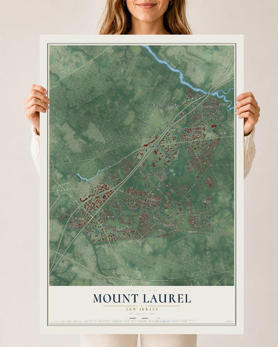 Mount Laurel, New Jersey map print, 24" x 36" Archival Matte Print mockup