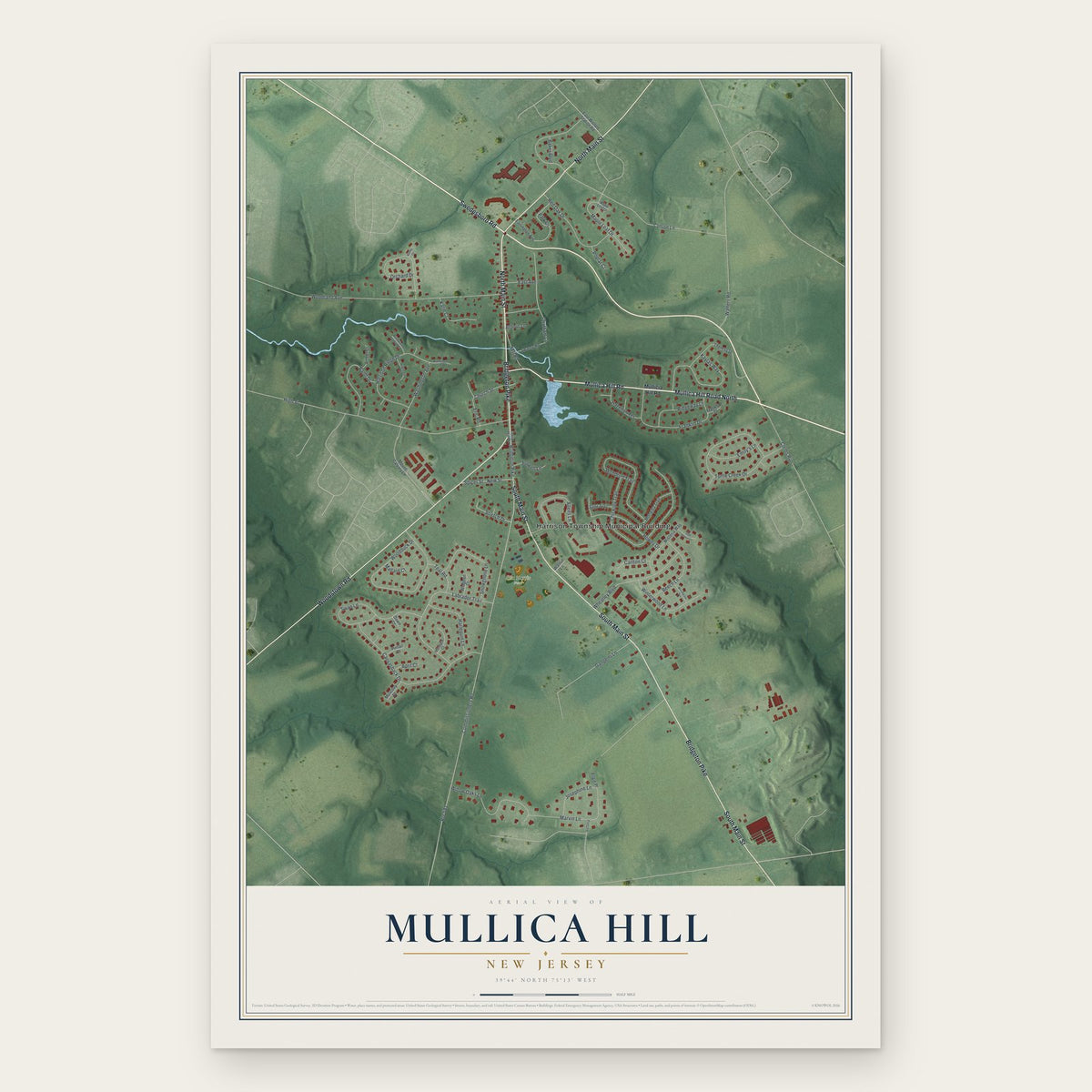 Mullica Hill, New Jersey map print, the full design
