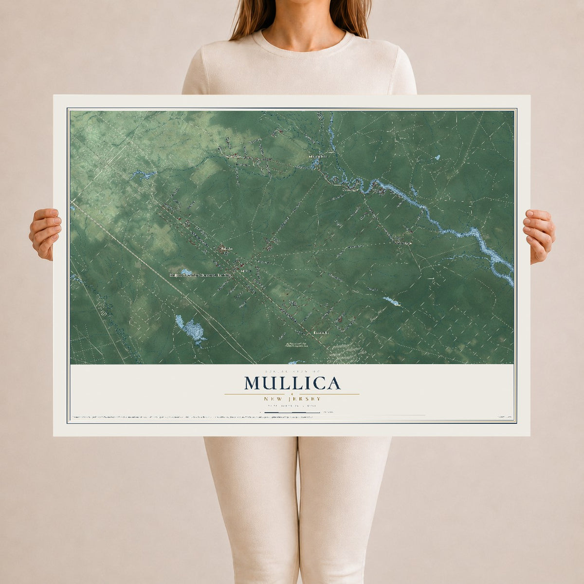 Mullica, New Jersey map print, 24" x 36" Archival Matte Print mockup