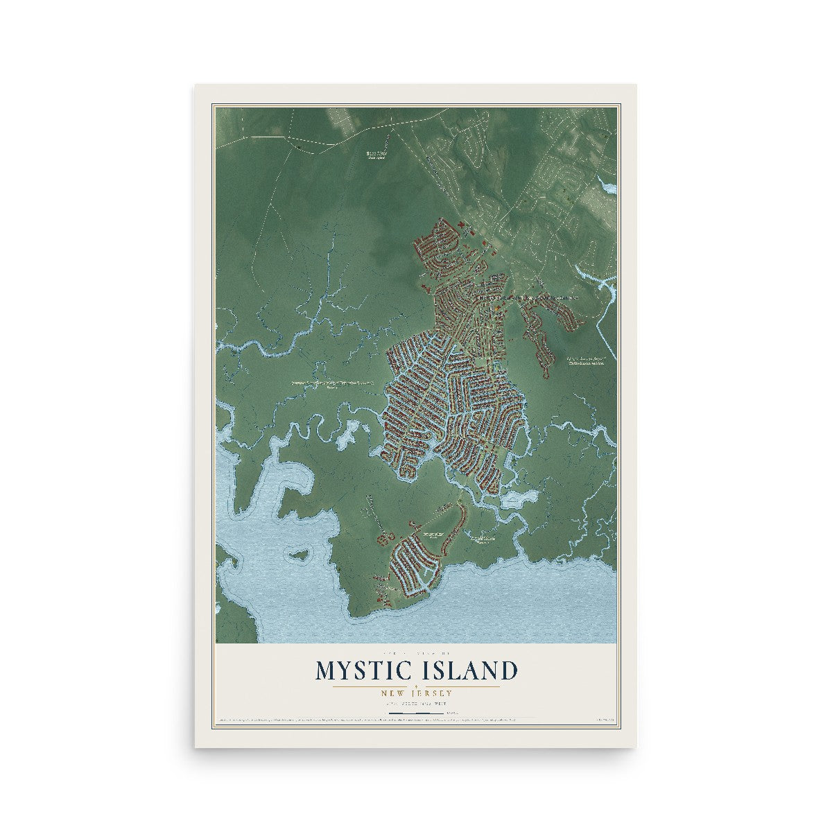 Map of Mystic Island, New Jersey, 12 x 18 inch unframed archival matte print
