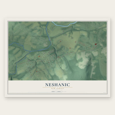 Neshanic, New Jersey map print, the full design