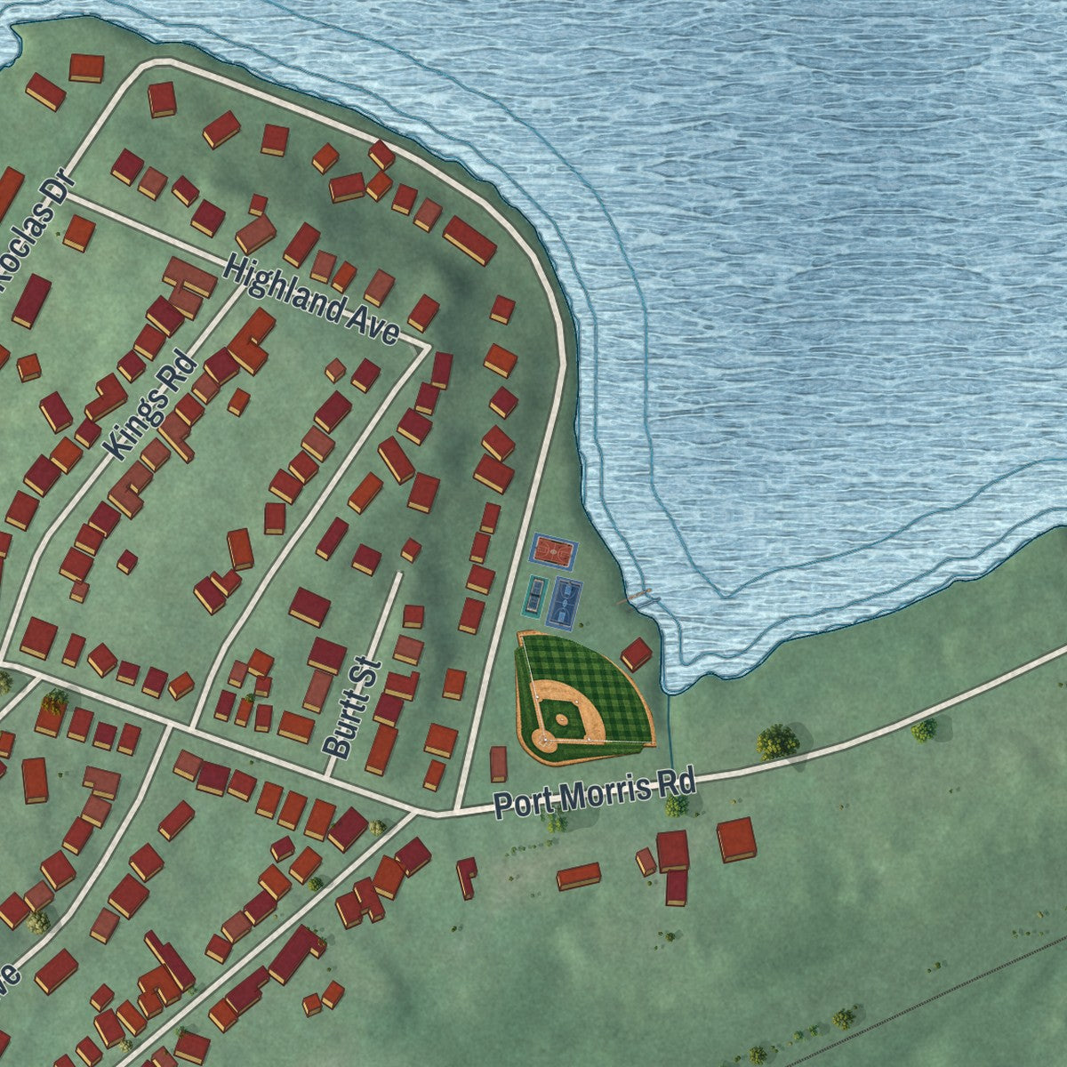 Close-up 2 of the Netcong, New Jersey map artwork