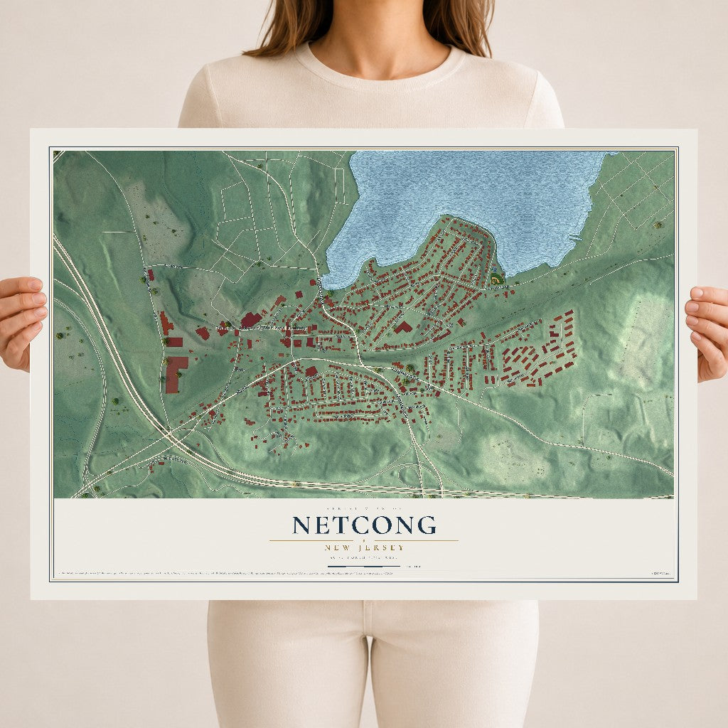 Netcong, New Jersey map print, 18" x 24" Archival Matte Print mockup