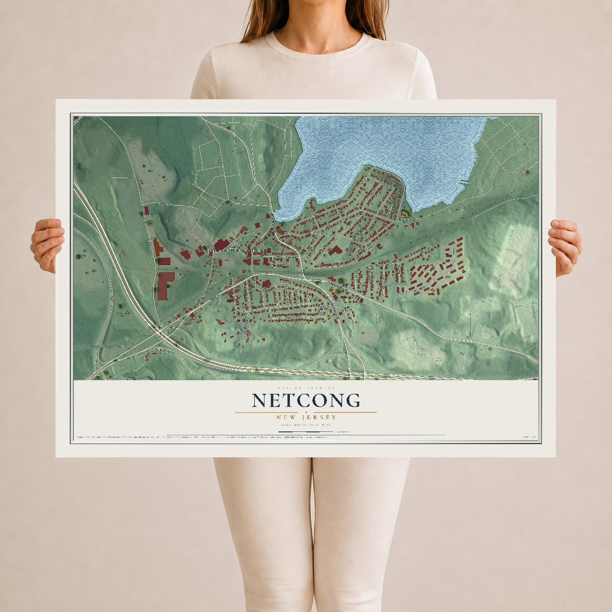 Netcong, New Jersey map print, 24" x 36" Archival Matte Print mockup
