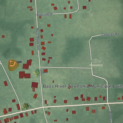 Close-up of the map of New Gretna, New Jersey print showing street and building detail