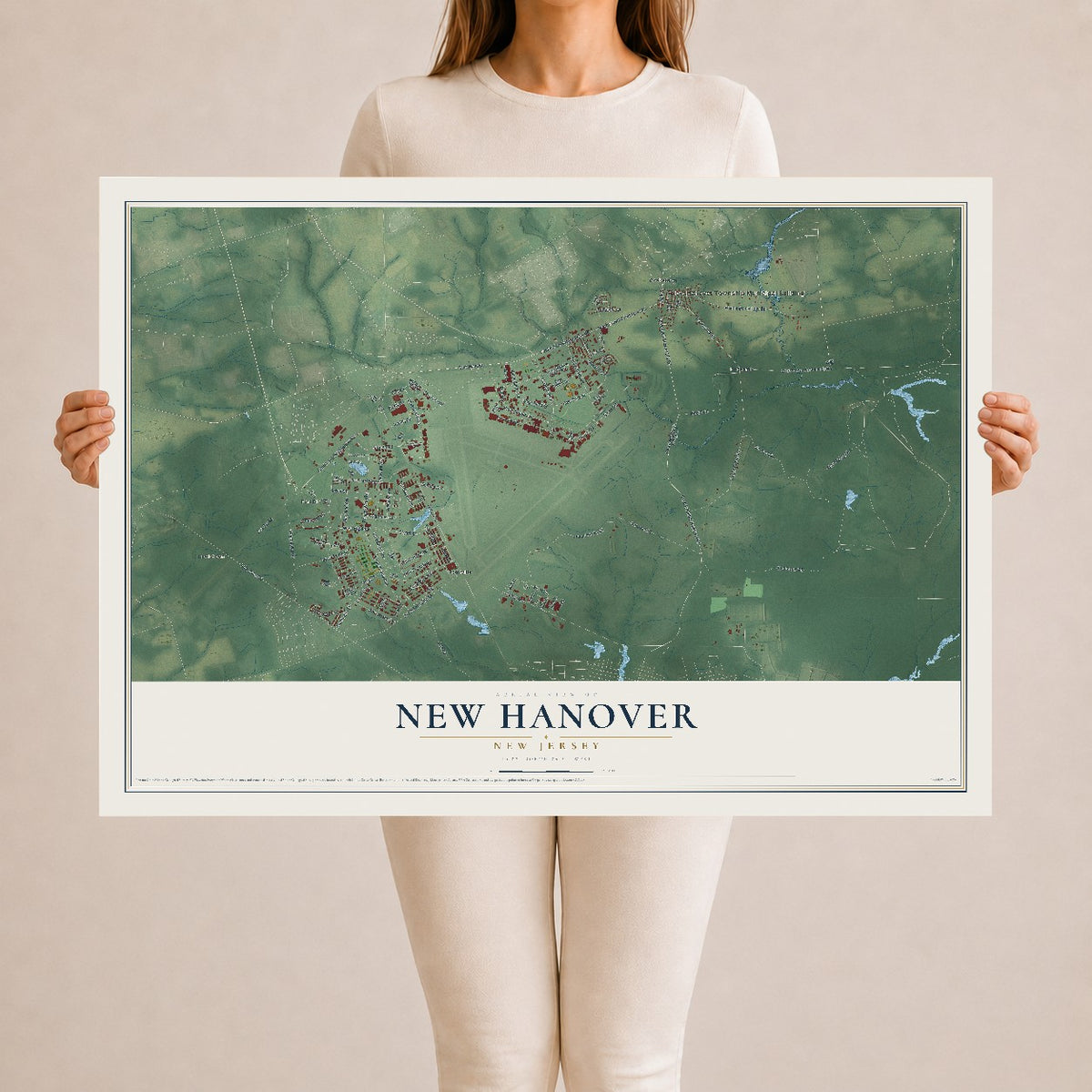 New Hanover, New Jersey map print, 24" x 36" Archival Matte Print mockup