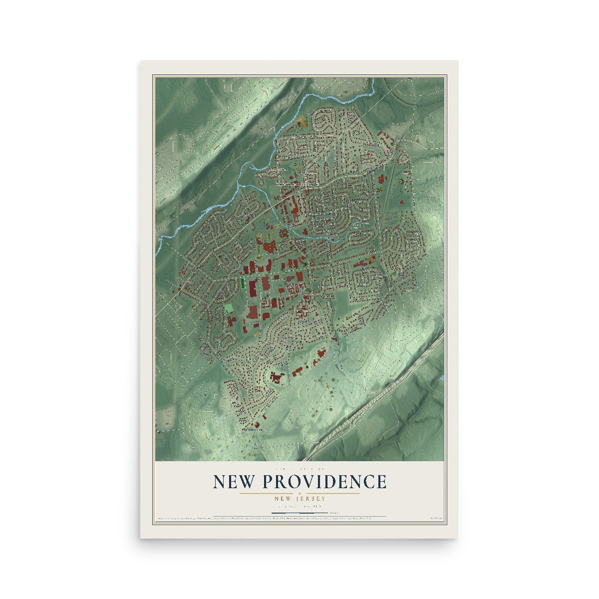 New Providence, New Jersey map print, 12" x 18" Archival Matte Print mockup