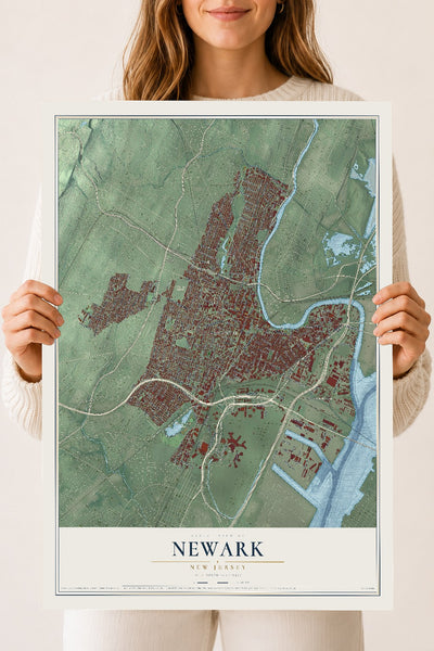 Newark, New Jersey map print, 18" x 24" Archival Matte Print mockup