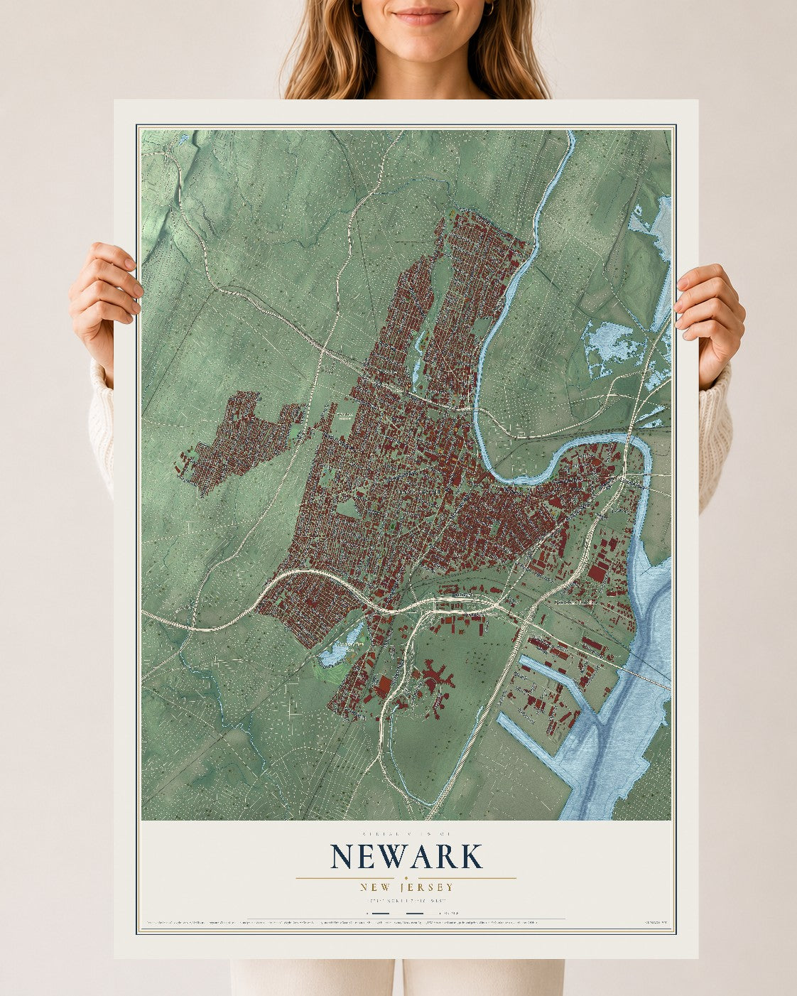 Newark, New Jersey map print, 24" x 36" Archival Matte Print mockup