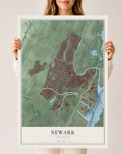 Newark, New Jersey map print, 24" x 36" Archival Matte Print mockup