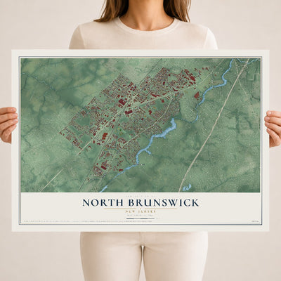 North Brunswick, New Jersey map print, 18" x 24" Archival Matte Print mockup