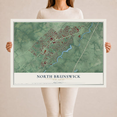 North Brunswick, New Jersey map print, 24" x 36" Archival Matte Print mockup