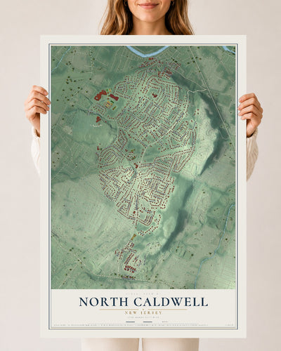 North Caldwell, New Jersey map print, 24" x 36" Archival Matte Print mockup