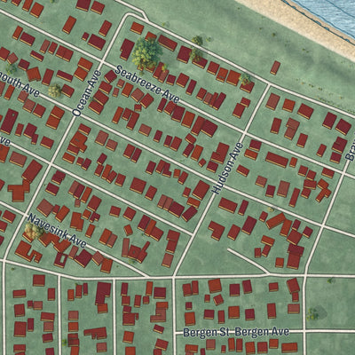 Close-up of the map of North Middletown, New Jersey print showing street and building detail