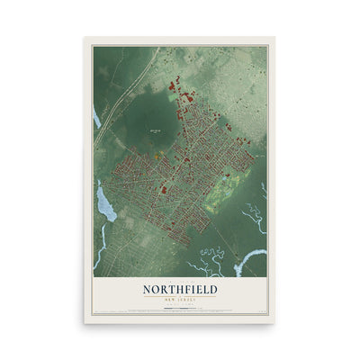 Northfield, New Jersey map print, 12" x 18" Archival Matte Print mockup