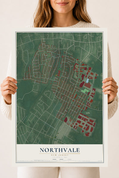 Northvale, New Jersey map print, 18" x 24" Archival Matte Print mockup