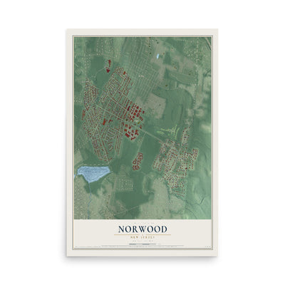 Norwood, New Jersey map print, 12" x 18" Archival Matte Print mockup