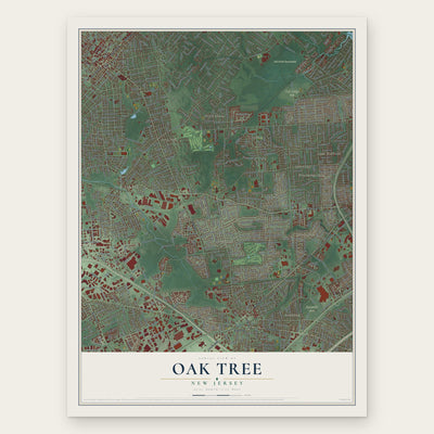 Oak Tree, New Jersey map print, the full design