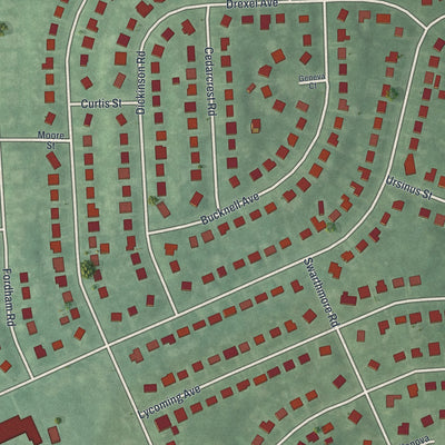 Close-up of the map of Oak Valley, New Jersey print showing street and building detail