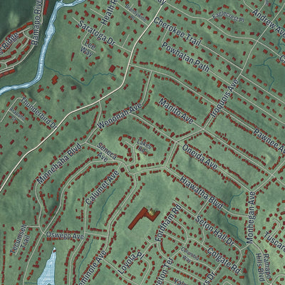 Close-up 2 of the Oakland, New Jersey map artwork