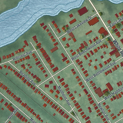 Close-up 1 of the Oaklyn, New Jersey map artwork