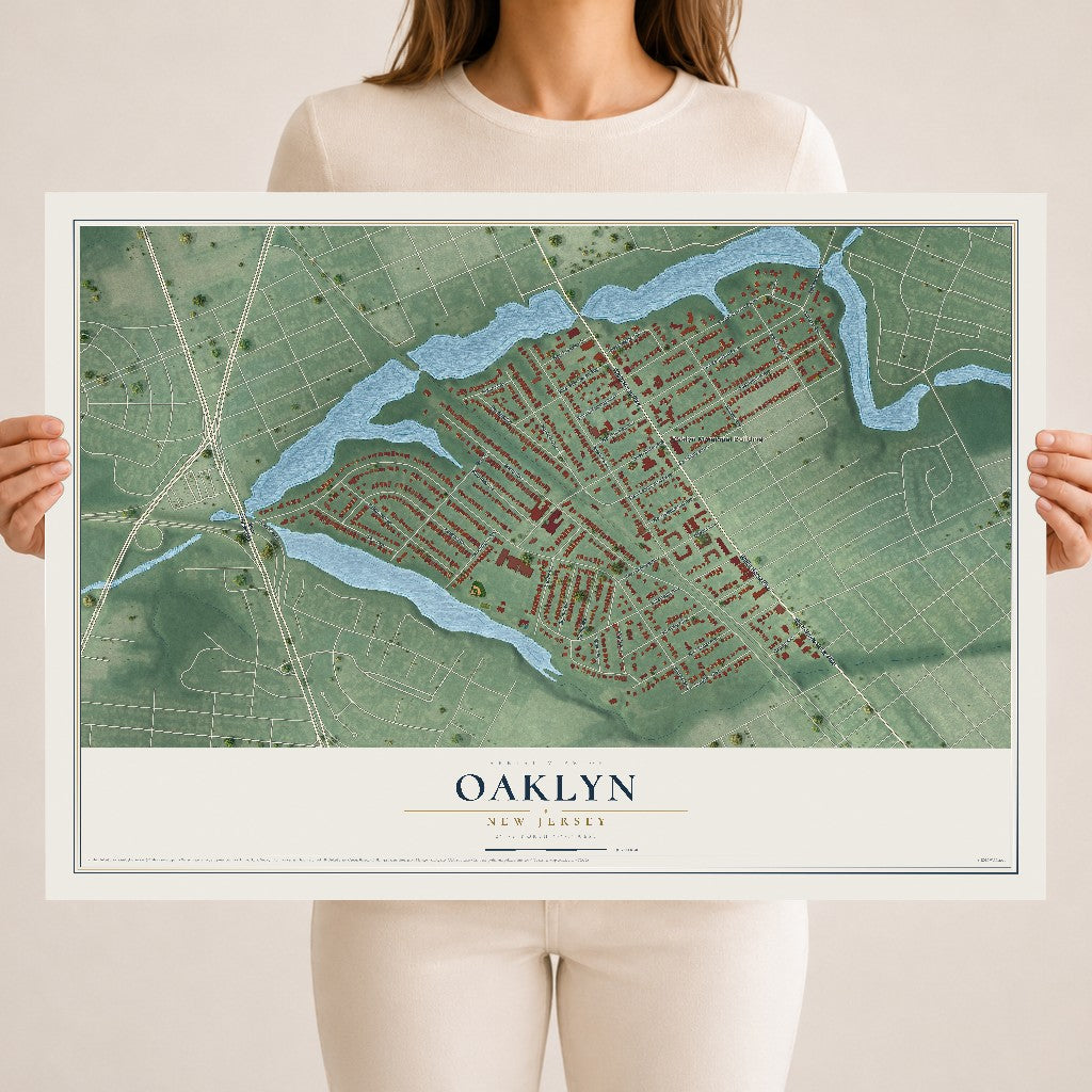 Oaklyn, New Jersey map print, 18" x 24" Archival Matte Print mockup
